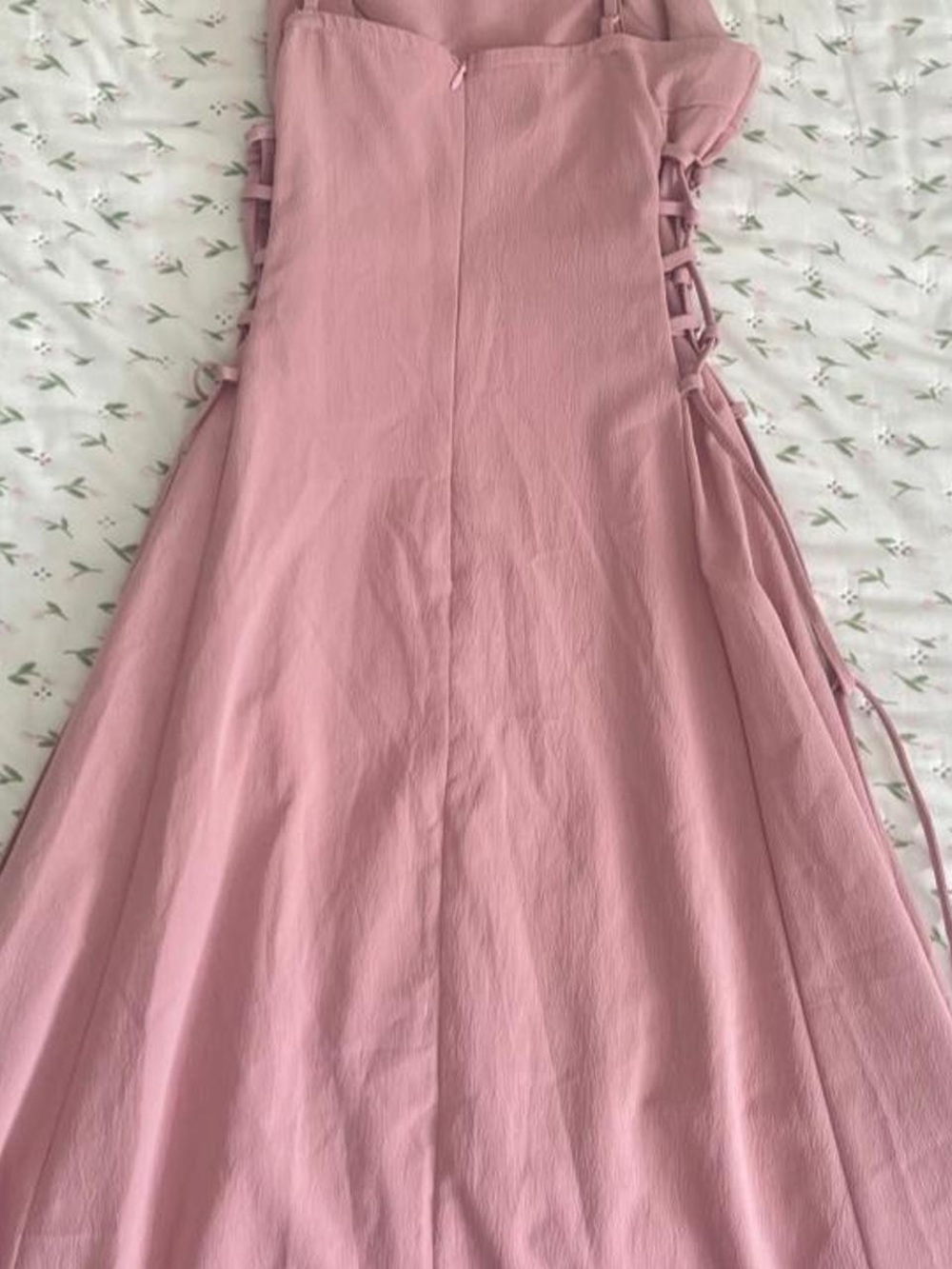 Blush Pink Lace-Up A-Line Dress
